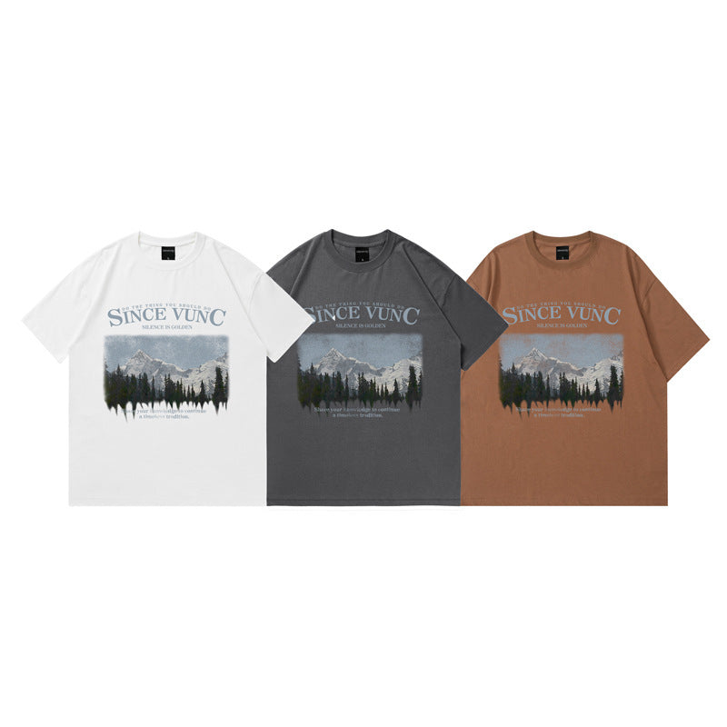 Mens T Shirts Summer Crew Neck Loose Print
