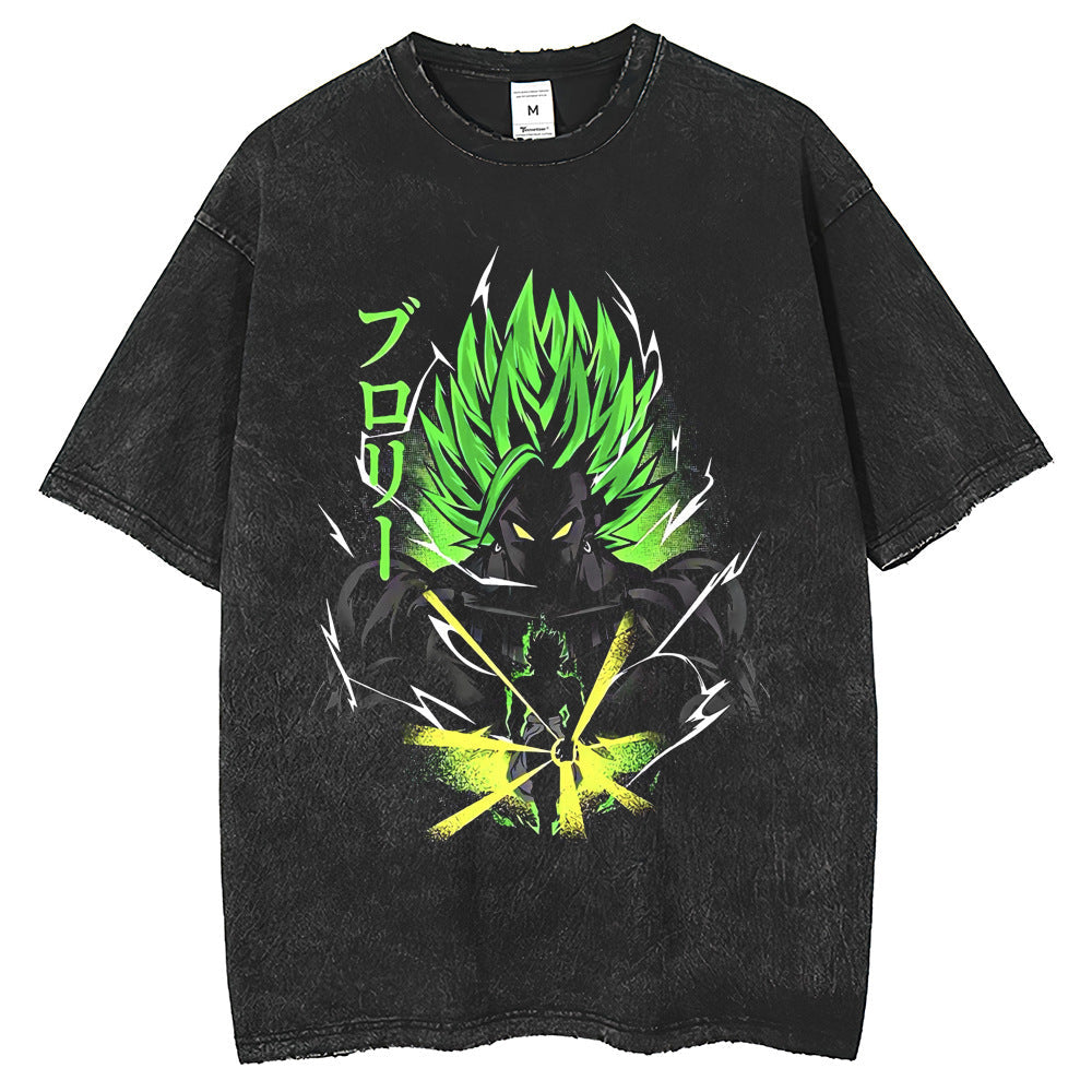Mens T Shirts Loose Short Sleeve Dragon Ball Print Fried Snowflake T-Shirt