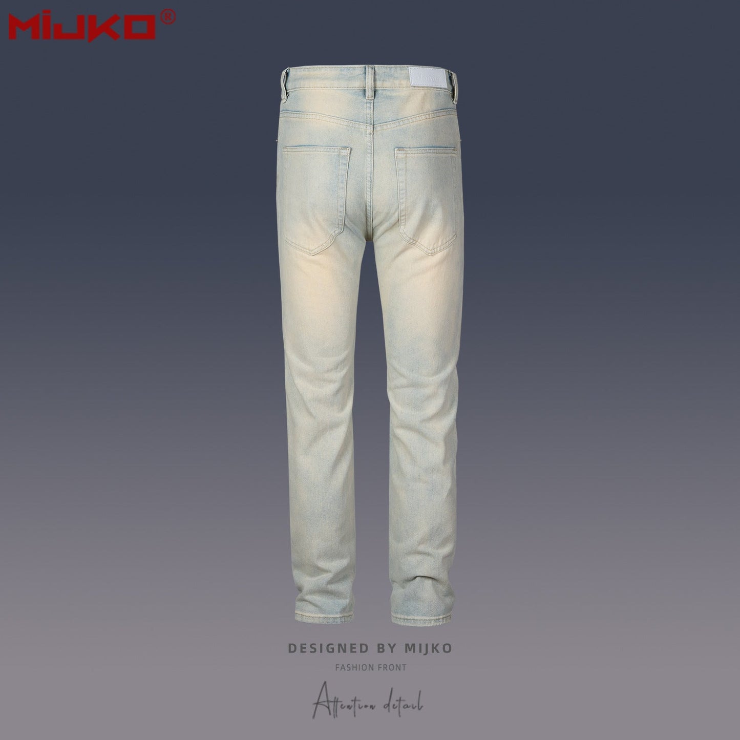 MIJKO Mens Vintage Pants Ripped Wash Water Old Jeans