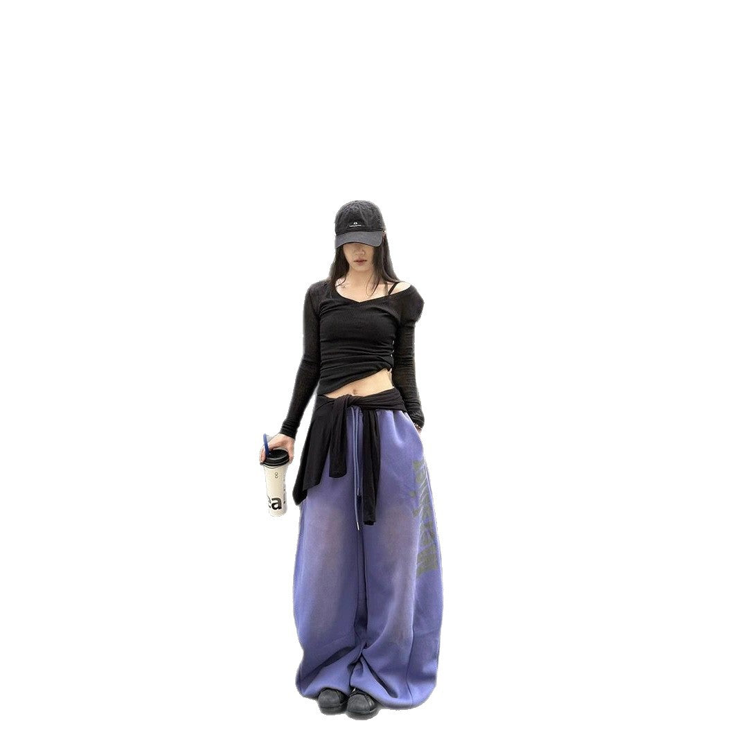 Women casual pants make old scimitar pants loose straight wide-leg sweatpants trousers