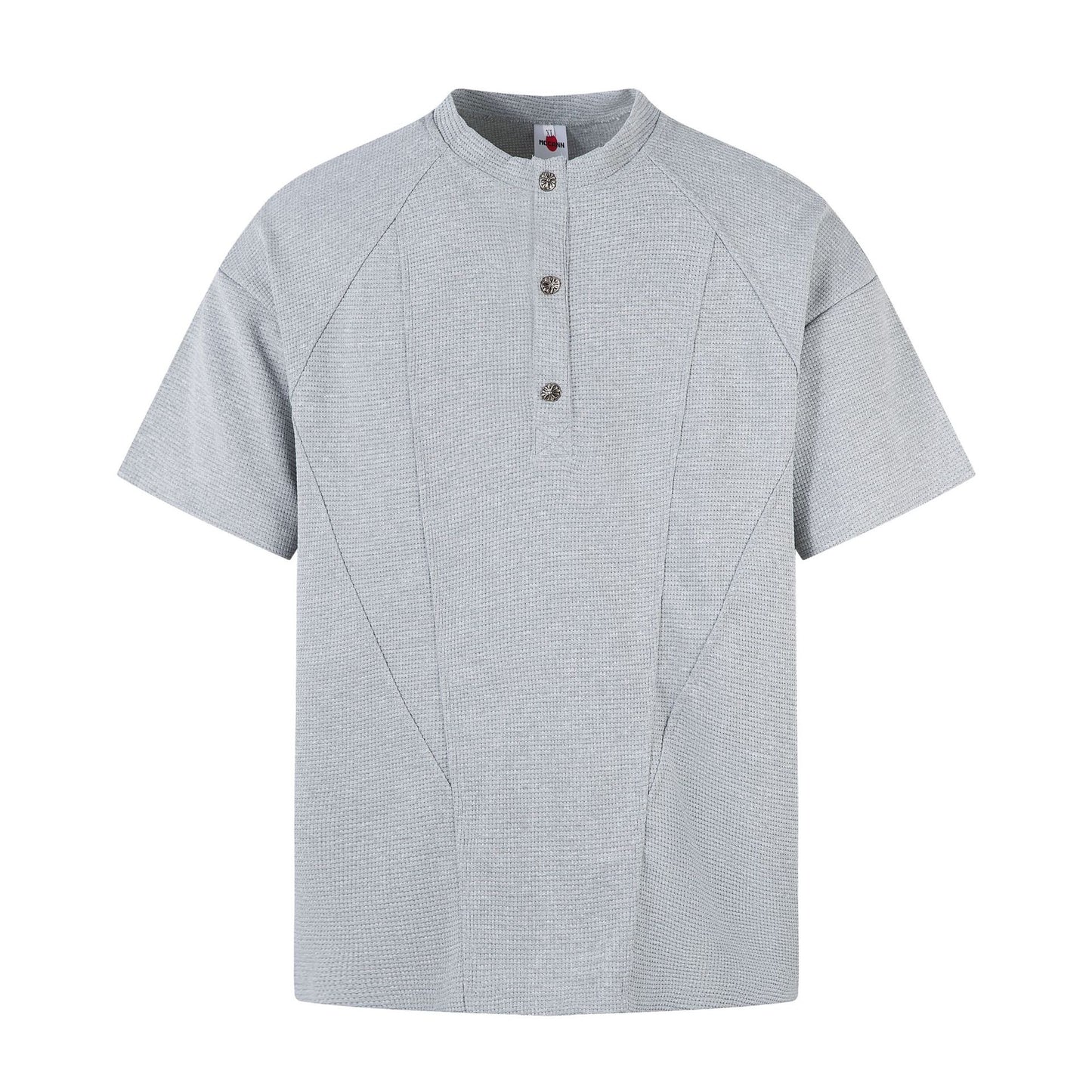 Men t shirts summerretropure color deconstructed waffle grids short sleeves