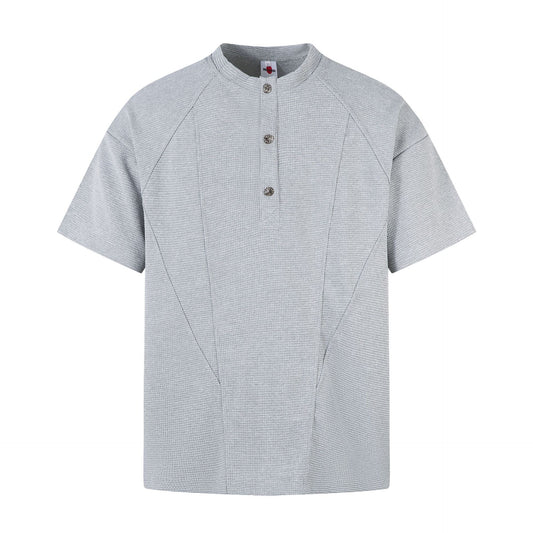 Men t shirts summerretropure color deconstructed waffle grids short sleeves
