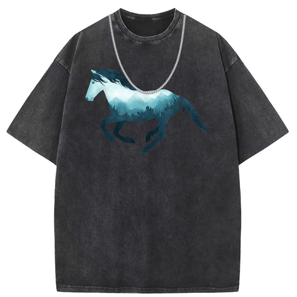Men T Shirts Cotton Printed Short Sleeve T-Shirt Washed Old Punk