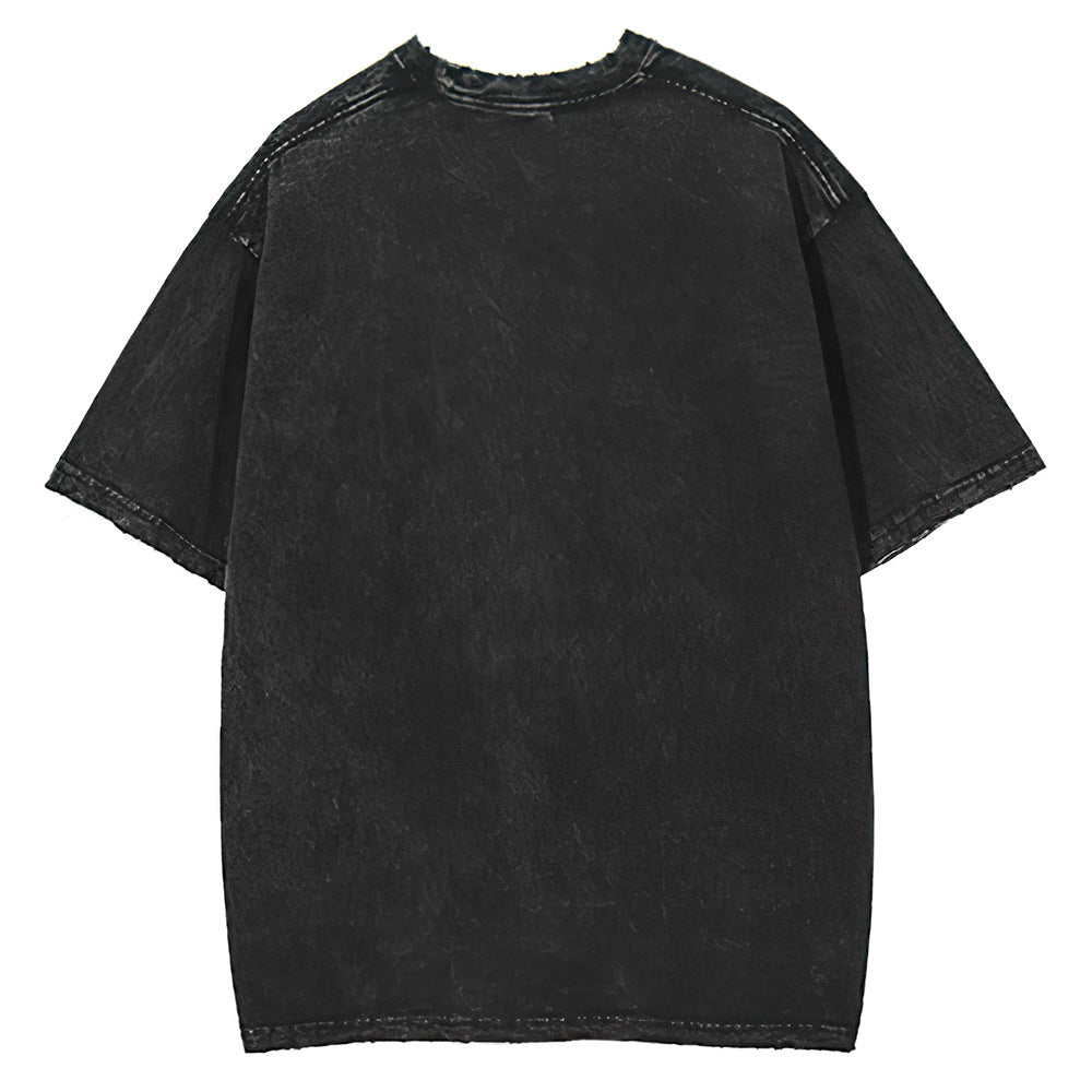 Mens T Shirts Washing Water Old Edge Grinding Loose