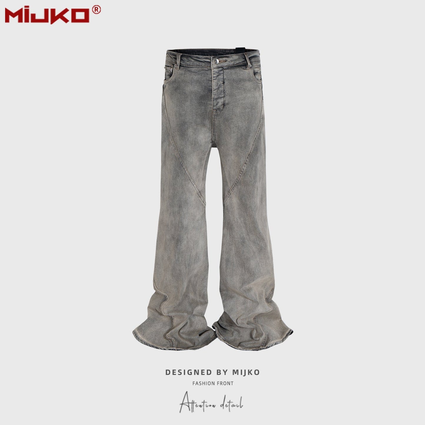 MIJKO Mens Vintage Pants Distressed High-stretch Bootcut jeans