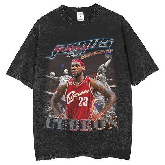 Men T Shirts American retro washing T-shirt loose and old