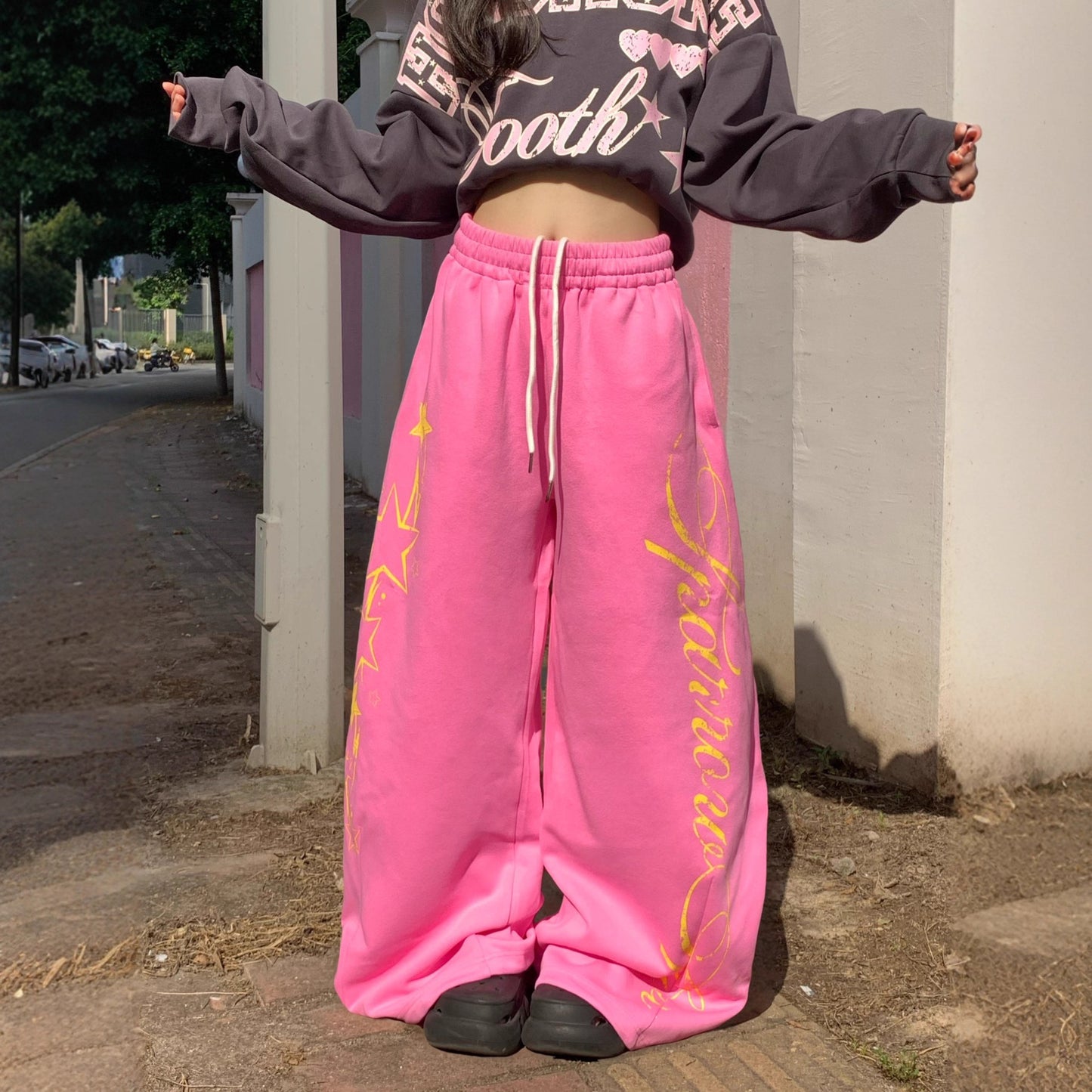 Women casual pant star printingloose