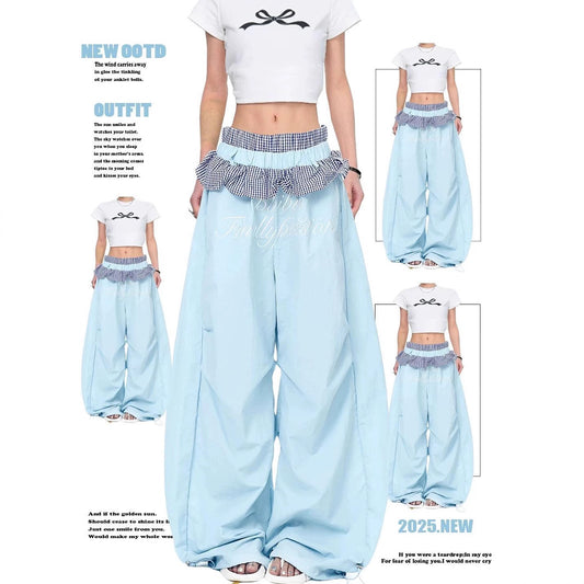 Women casual pants lace patchworksummerloose