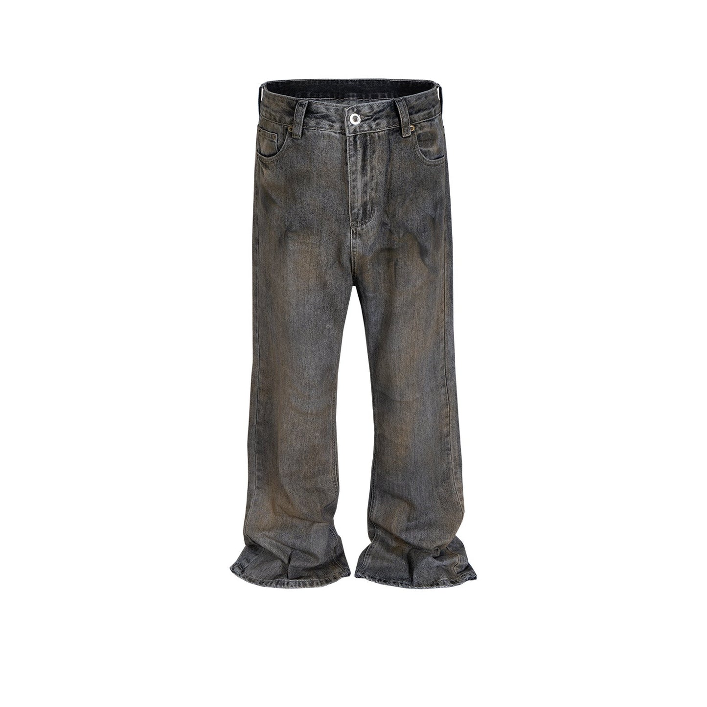 MIJKO Men Vintage Pants MIJKO micro-wide-footed trousers washed old jeans
