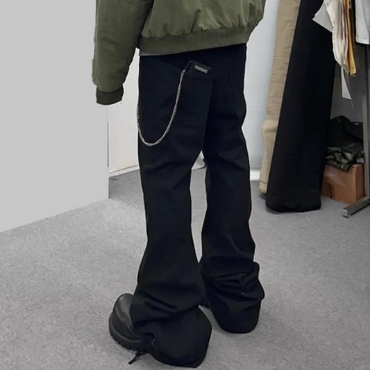 MIJKO Mens Vintage Pants Drawstring Casual Bootcut Pants