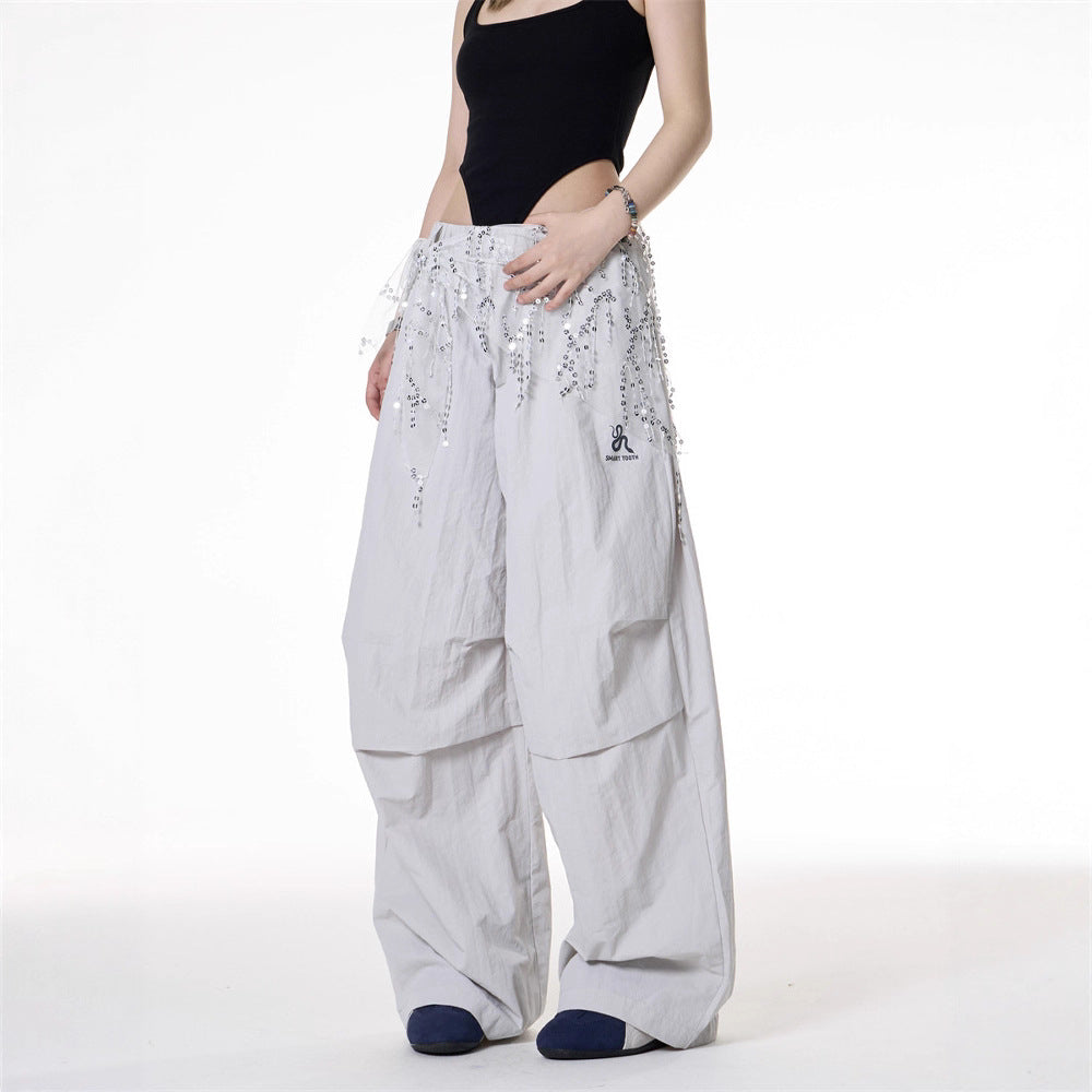 Women casual pants retrosummersequin fart curtain for women
