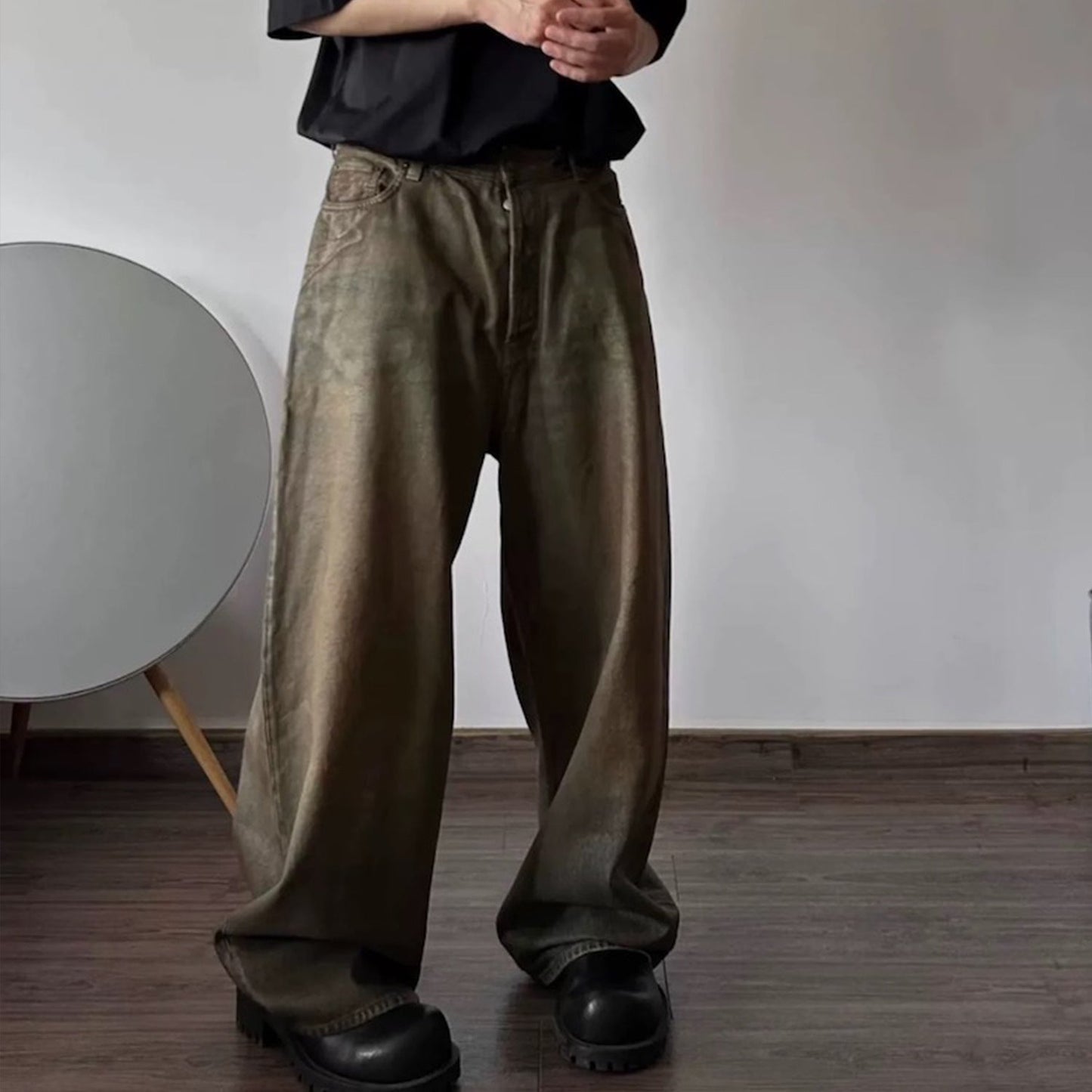 MIJKO Men's Vintage Pants MIJKO Men's Women's High Street Vintage Trousers Old Jeans