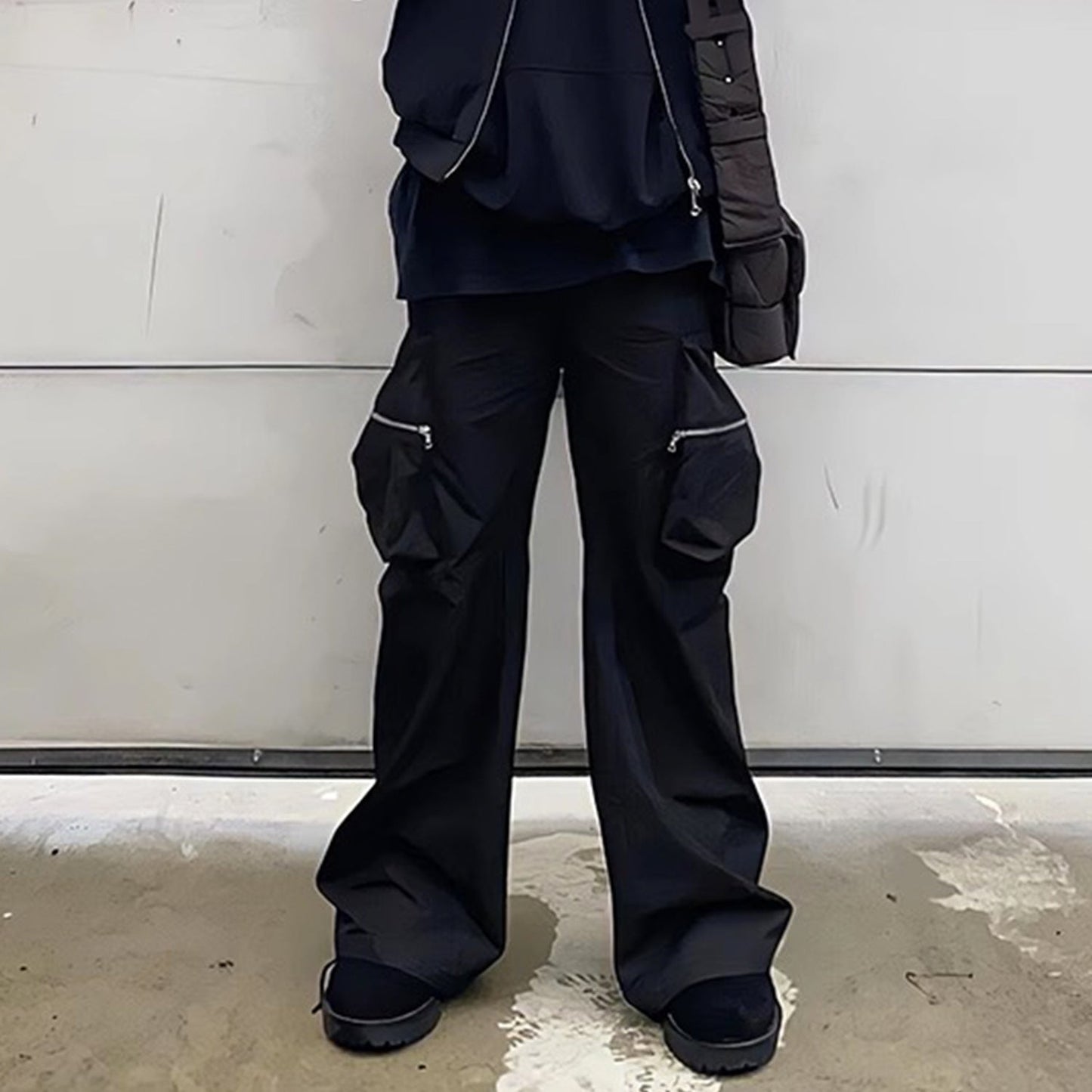 MIJKO Men Vintage Pants MIJKO Casual trousers three-dimensional pocket micro-zipper overalls