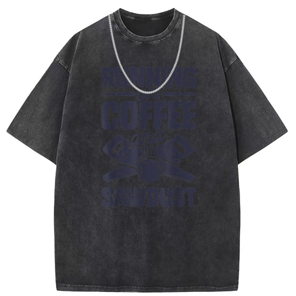 Mens T Shirts Washed Old High Street Print Short Sleeves