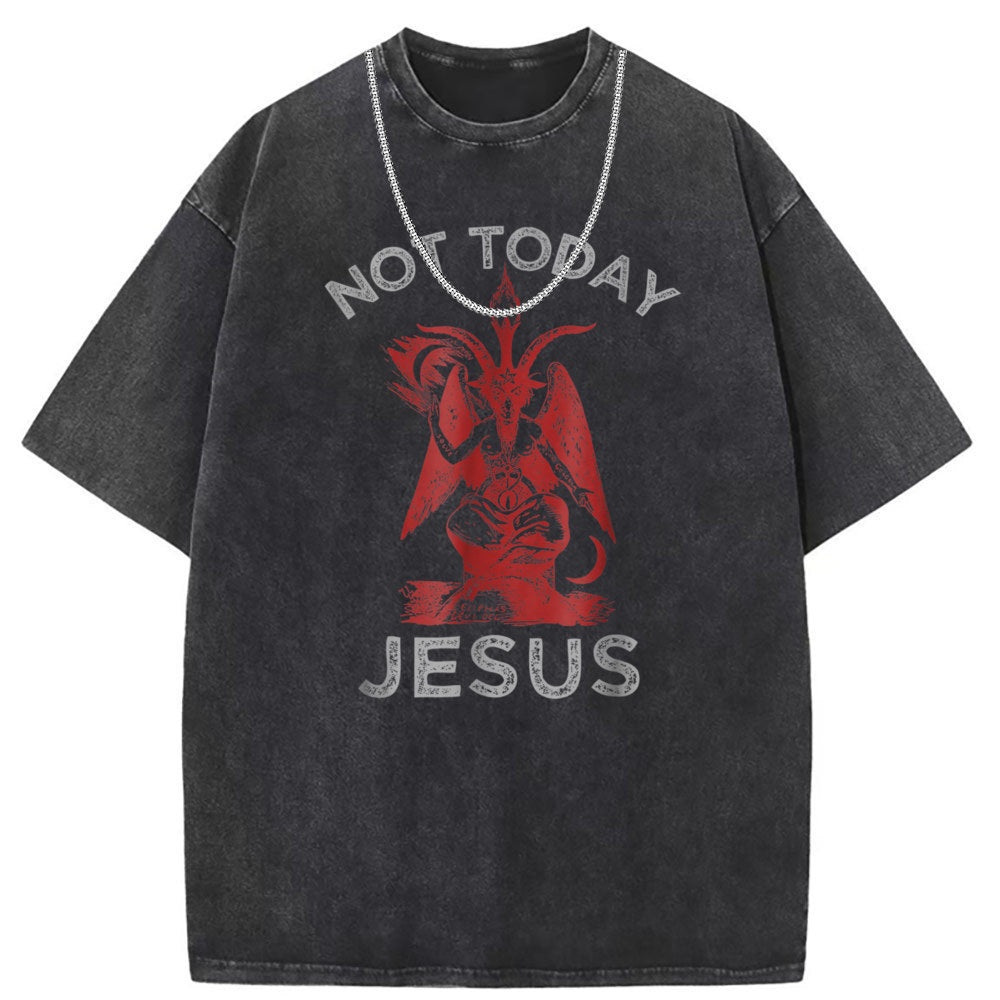 Mens T Shirts Washed Old High Street Print Short Sleeves