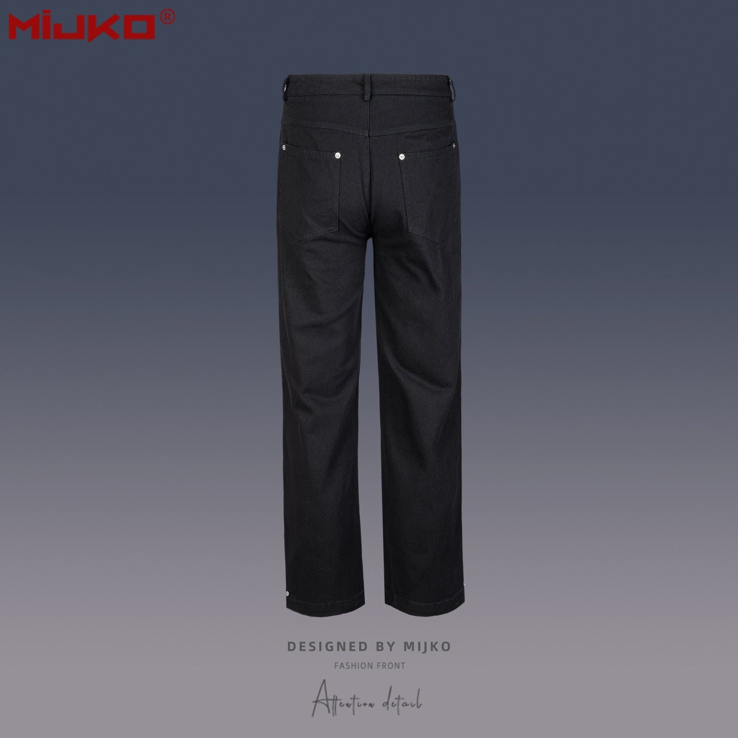 MIJKO Mens Vintage Pants Black Denim Casual Pants