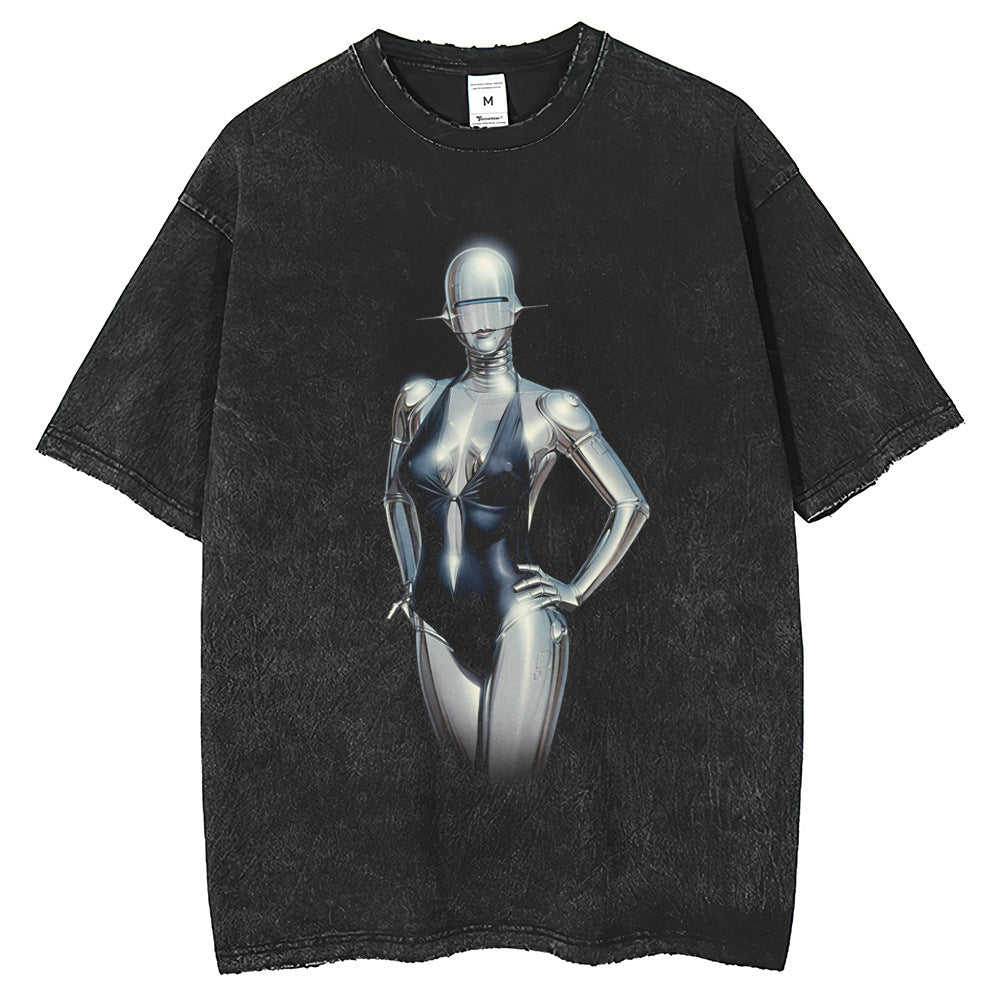 Mens T Shirts Printed T-Shirts Washed Old Retro