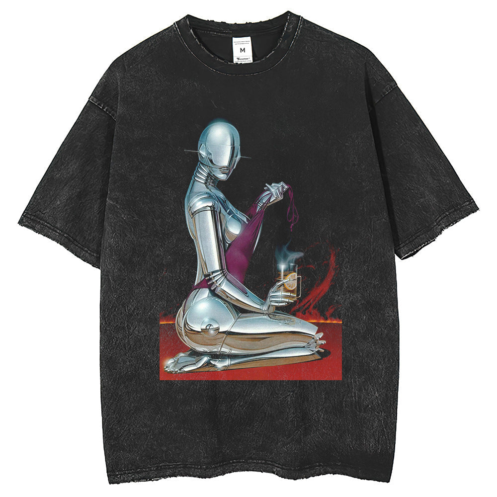 Mens T Shirts Printed T-Shirts Washed Old Retro