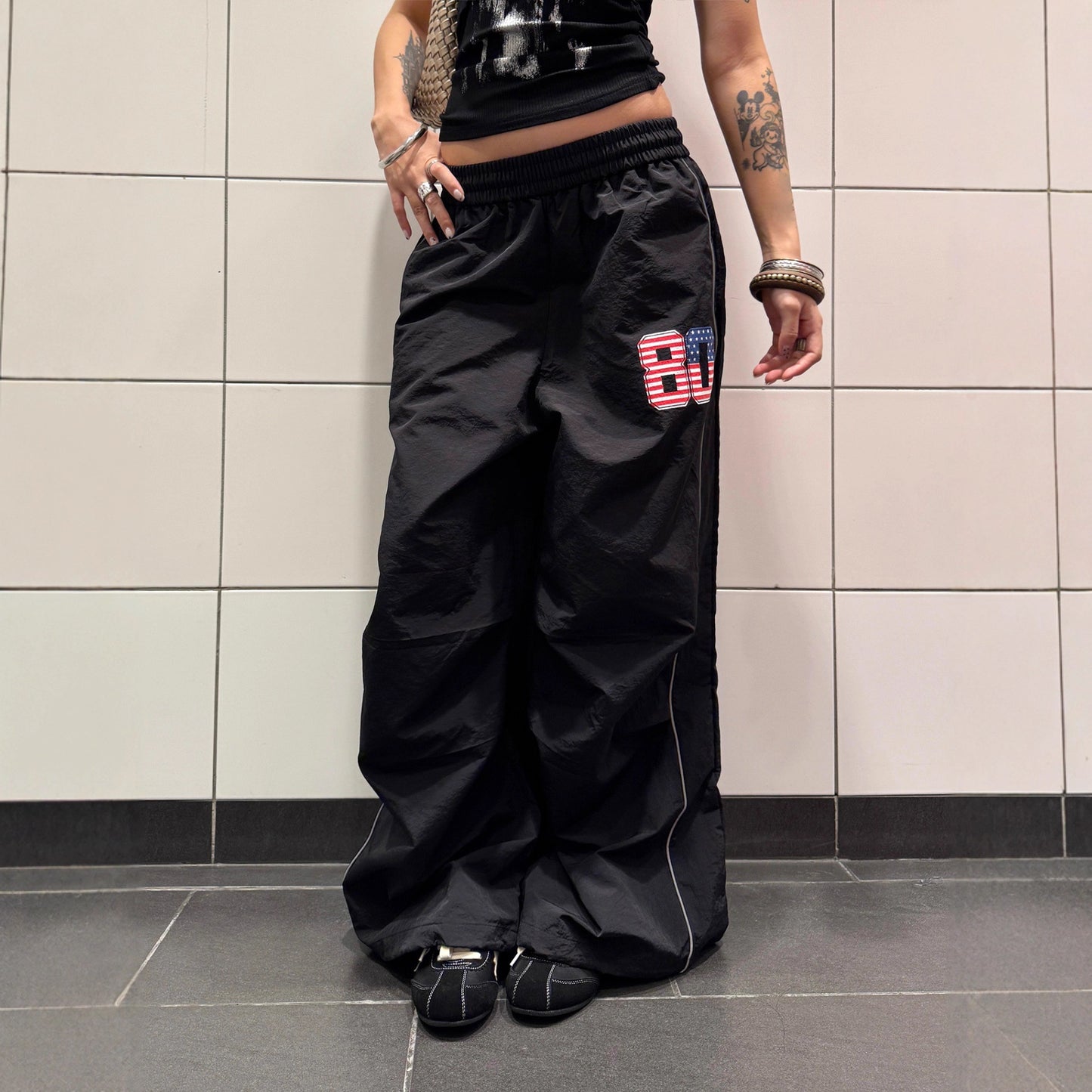 Women casual pants loose elastic waist