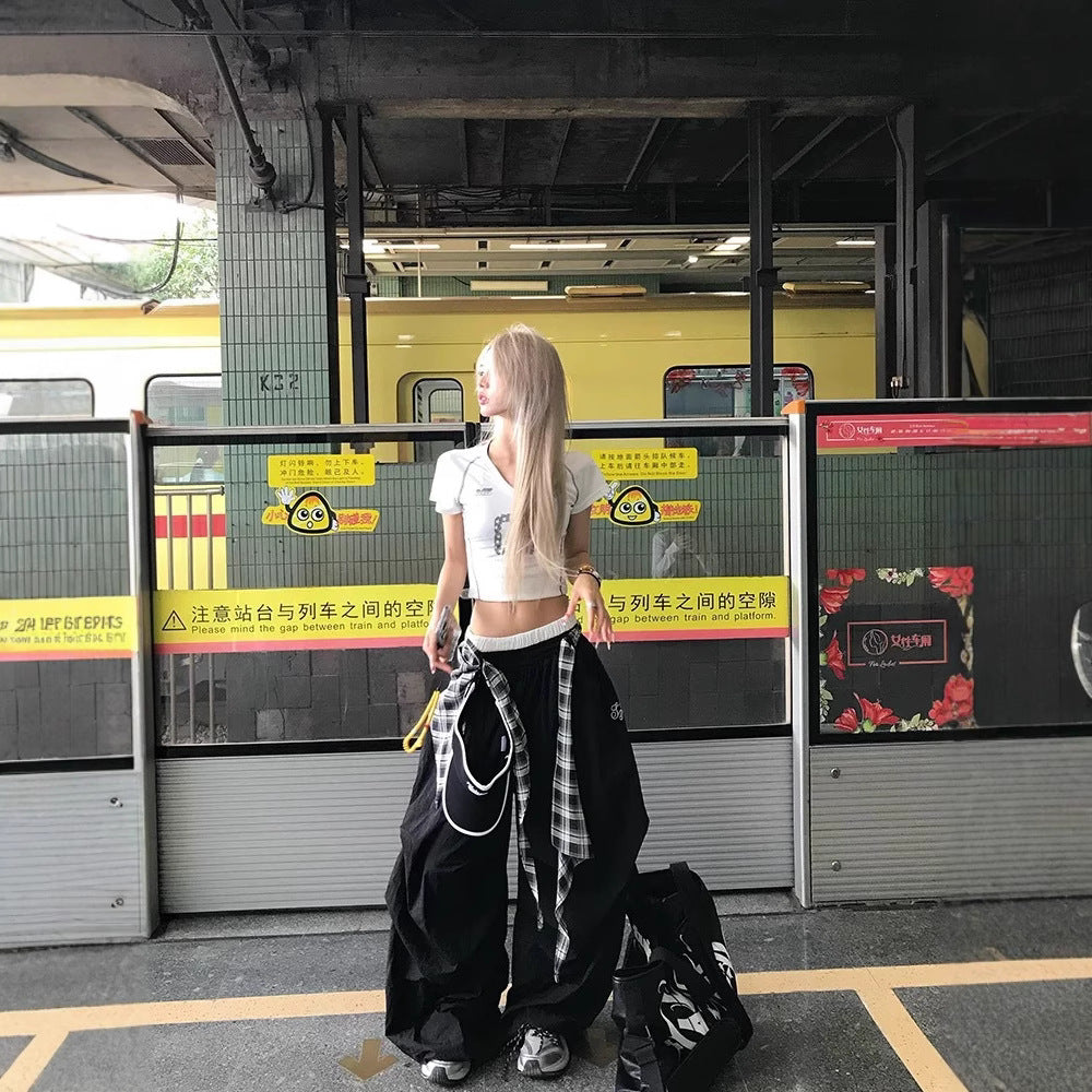 Women casual pants hip hop wide leg pants loose casual wide leg scimitar pants