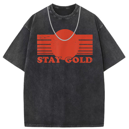 Men T Shirts Crew neck short sleeve T-shirt washed old American style