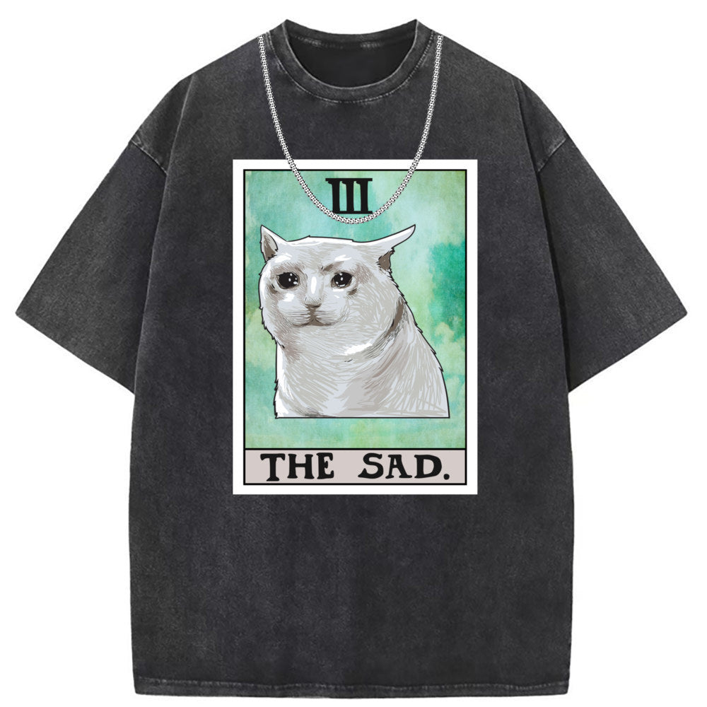Mens T Shirts Washed Old Punk Short Sleeve T-Shirts