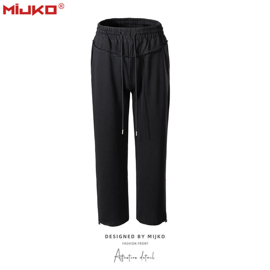 MIJKO Men Vintage Pants Spliced Sweatpants Casual Pants