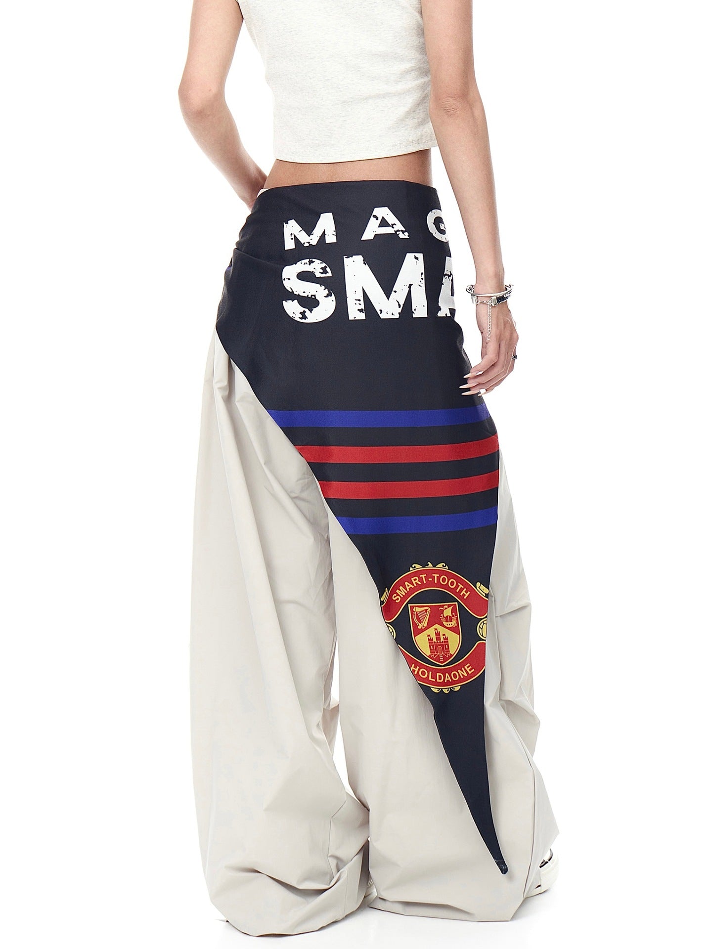 Women casual pants retro hip hop scimitar pants overalls wide leg pants