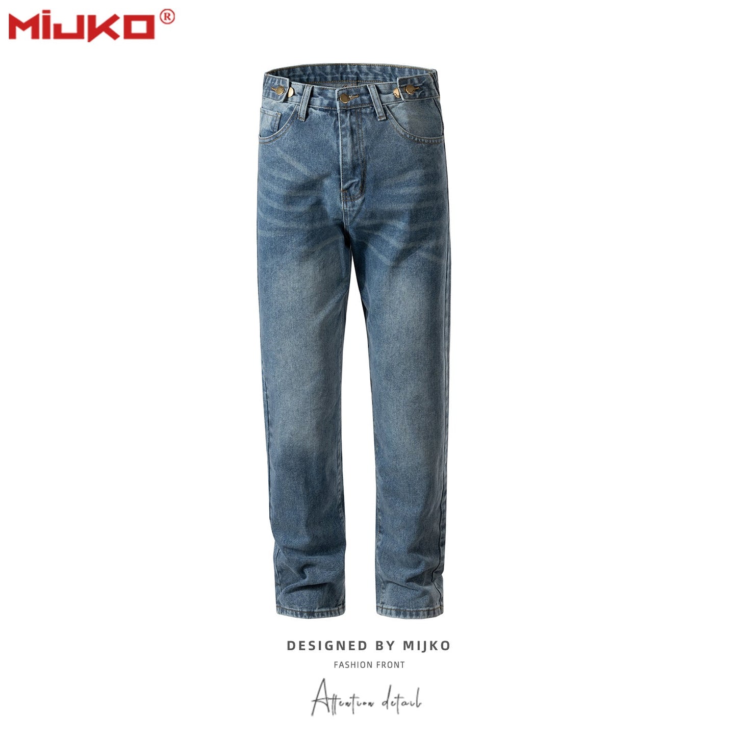 MIJKO Mens Vintage Pants Make Old Button-up Jeans