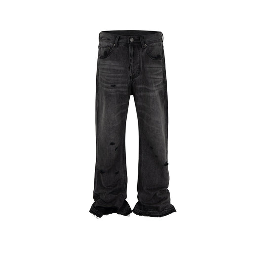 MIJKO Men's Vintage Pants MIJKO Men's Women's Old Pussy Beard Pants Long Pants Slight Pull Jeans