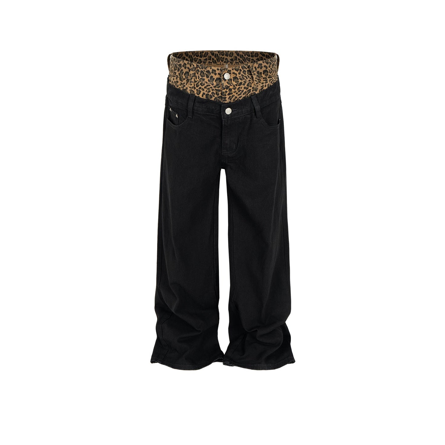 MIJKO Men's Vintage Pants MIJKO Splicing Straight Jeans Men's and Women's Trousers