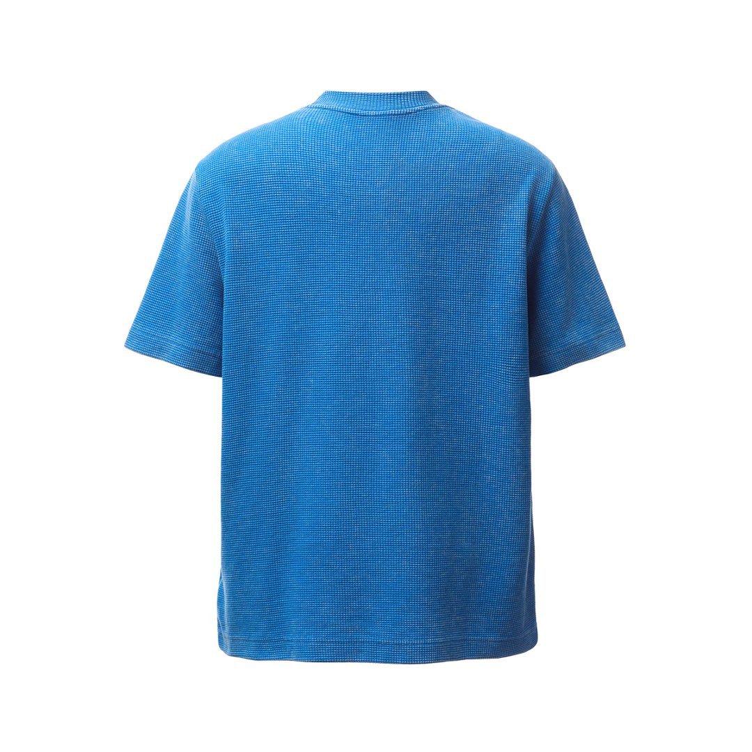 Men t shirts retro waffle grids printing distressedloose short sleeves