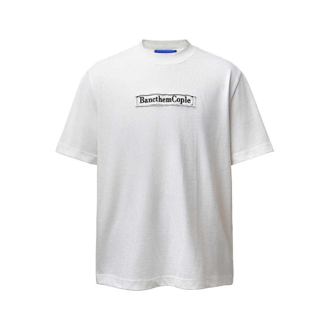 Men t shirts retro double yarn letter embroider distressed loose short sleeves