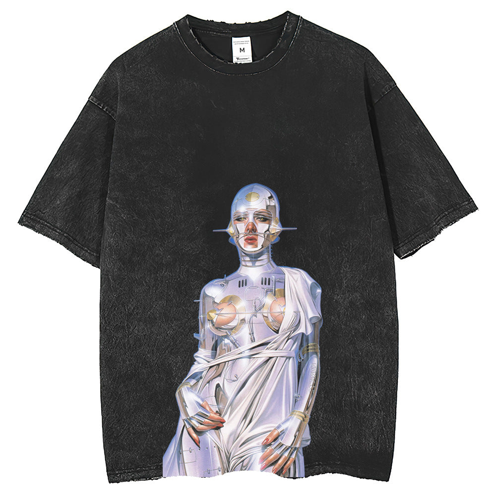Mens T Shirts Printed T-Shirts Washed Old Retro