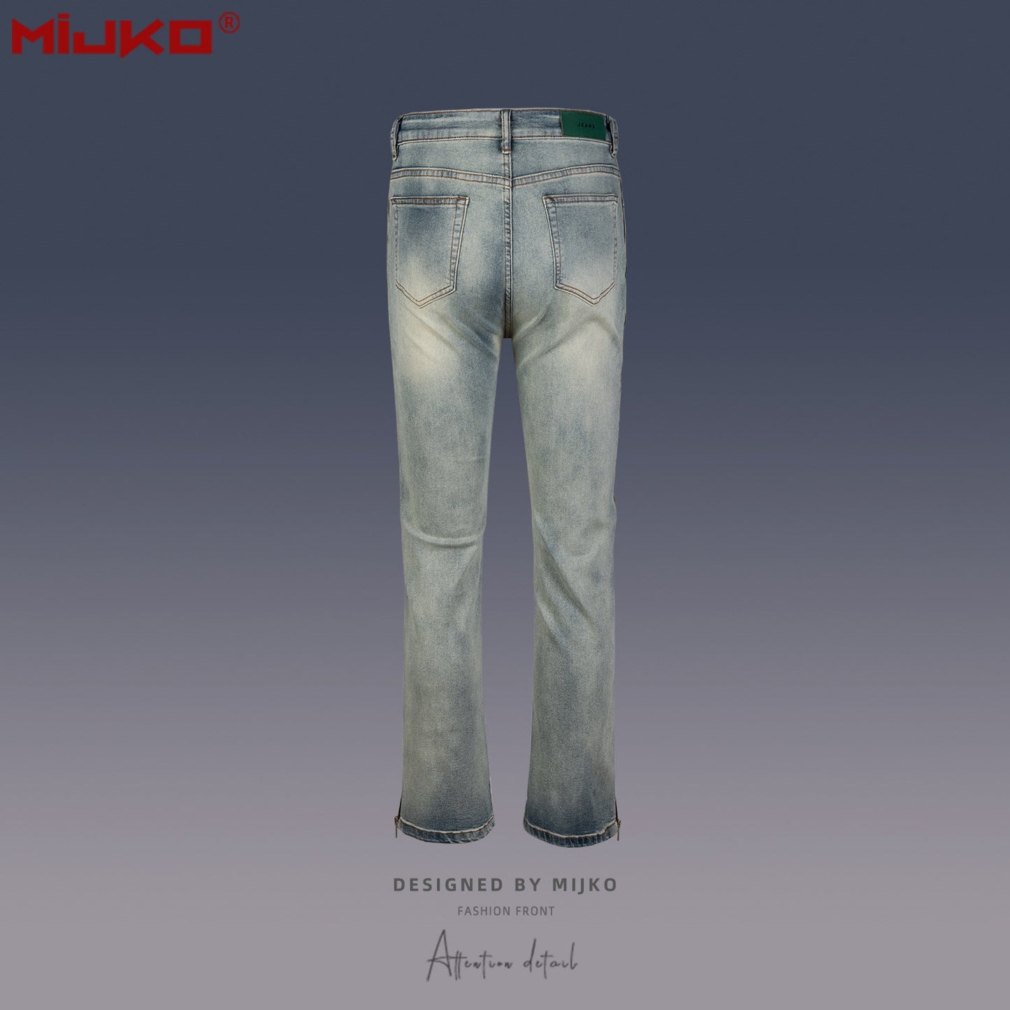 MIJKO Mens Vintage Pants Old Slim Fit Zipper Jeans