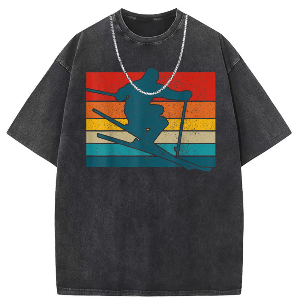 Men T Shirts Short Sleeve T-Shirt Women Washed Old American Street