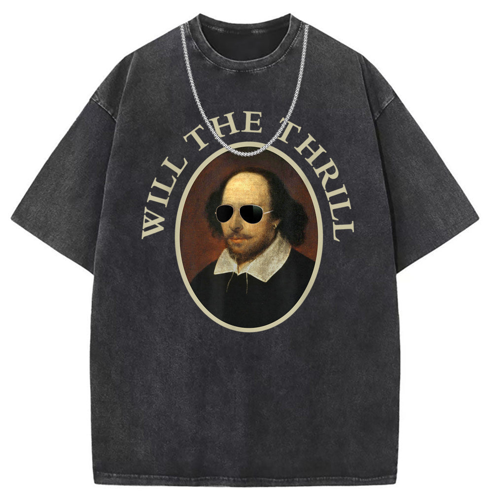 Men T Shirts Cotton Printed Short Sleeve T-Shirt Washed Old Punk