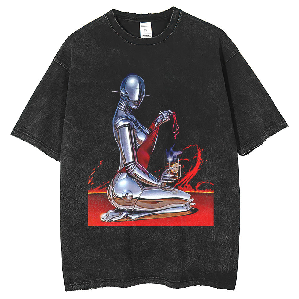 Mens T Shirts Printed T-Shirts Washed Old Retro