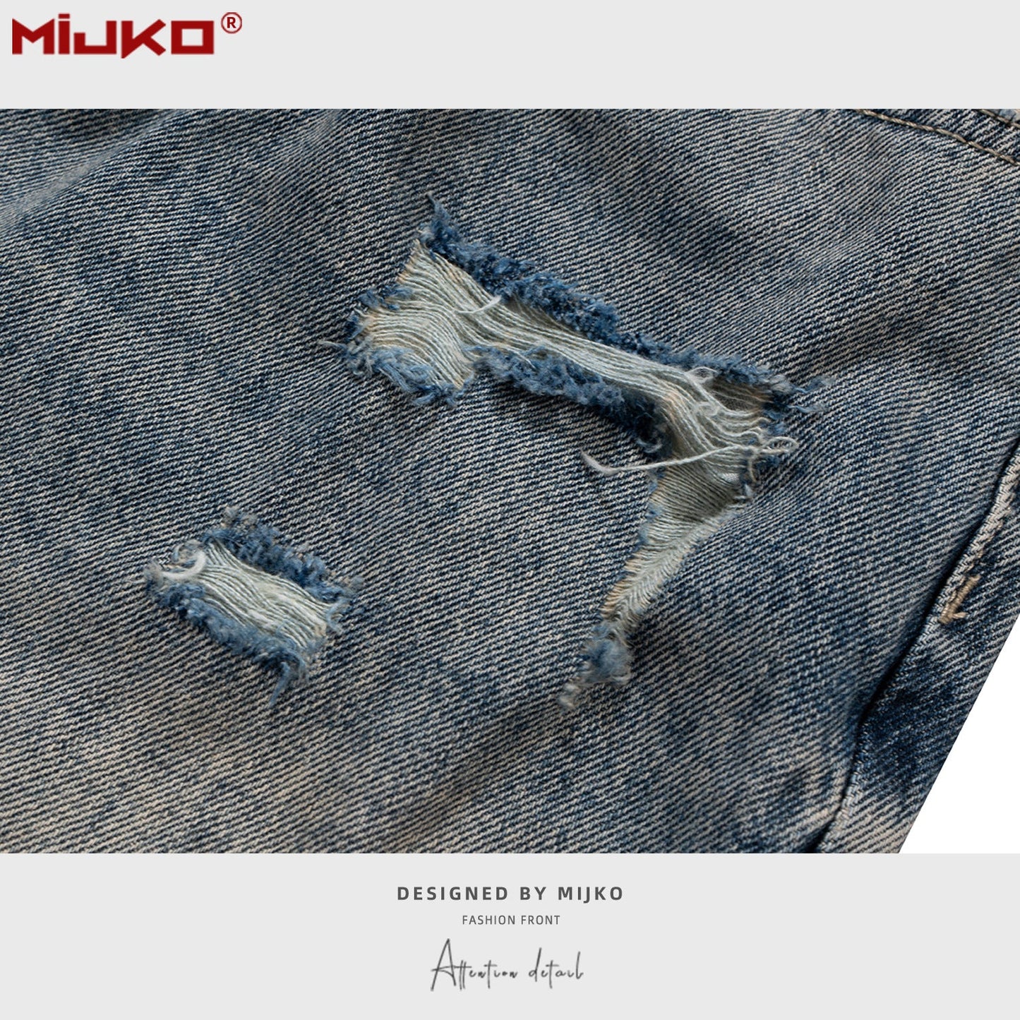 MIJKO Mens Vintage Pants Distressed Blue Bootcut Jeans