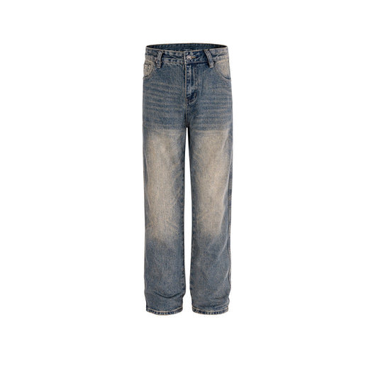 MIJKO Men Vintage Pants MIJKO Straight Tide Wash High Street Jeans