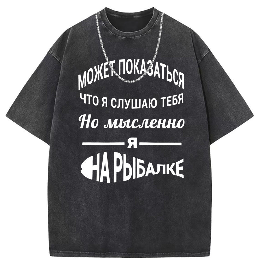 Men T Shirts Pure cotton round neck short-sleeved T-shirt women's washed and old