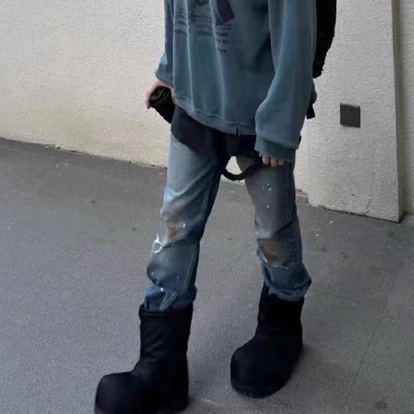 MIJKO Men's Vintage Pants MIJKO Men's and Women's Wide-footed Jeans