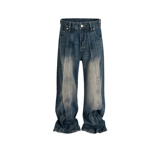 MIJKO Men's Vintage Pants MIJKO Men's Women's Splicing Washed Old Jeans