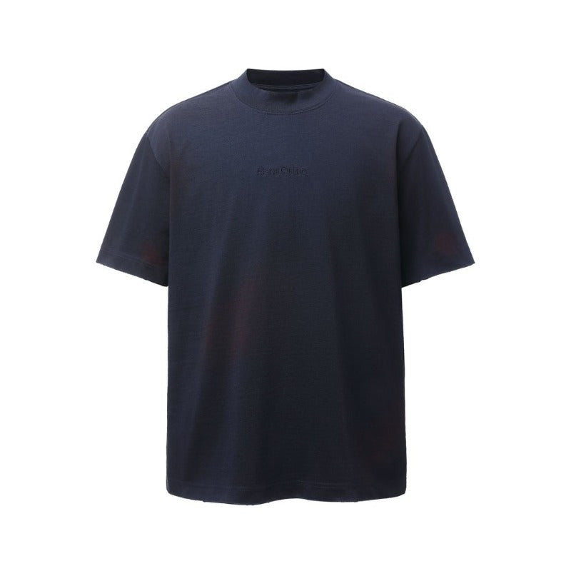 Men's t-shirts: american retro heavyweight double yarn embroidered logo spray-dye design, men's high street oversized short sleeve tee
