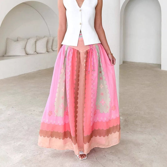 Women's dress - aliexpress amazon beach vacation maxi dress - printed tie-up ethnic style skirt