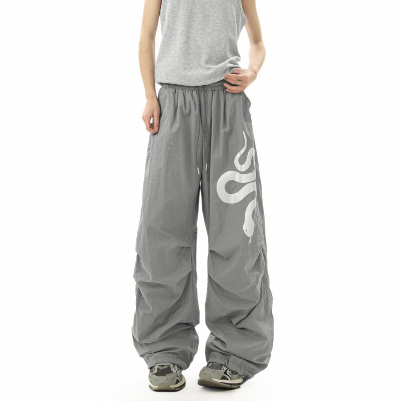 Women casual pant silver snake printingsummerloose