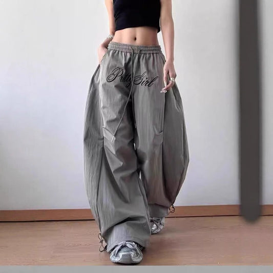 Women casual pants women summer letter embroidered paratrooper overalls