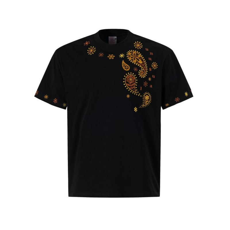 Men's t-shirts: american streetwear summer trendy retro paisley design, premium slim-fit short sleeve tee