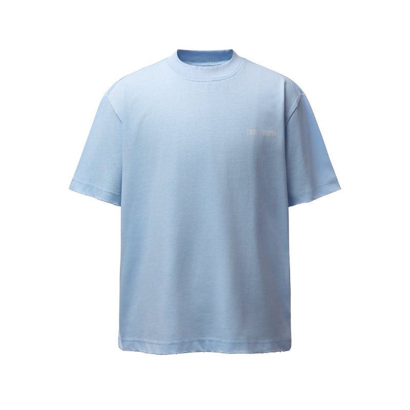 Men's t-shirts: american retro heavyweight double yarn letter print crew neck design, men's high street loose fit short sleeve tee