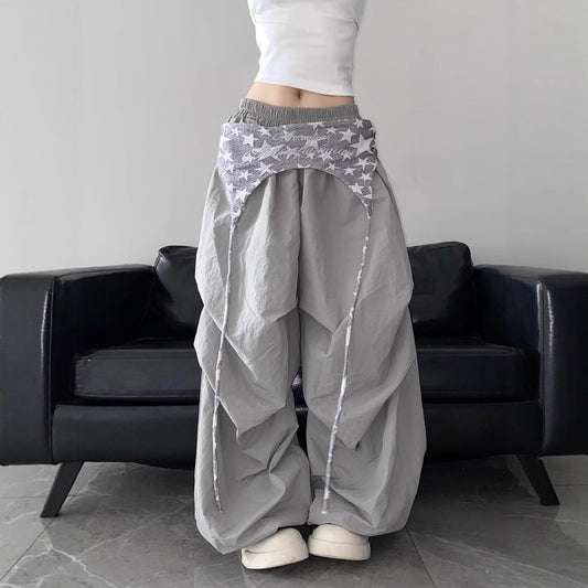 Women casual pant star fart curtain elastic waist
